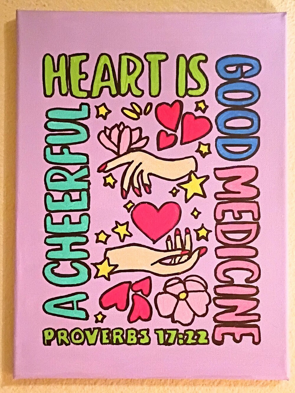 Cheerful Heart Is Good Medicine Pink Wall Art